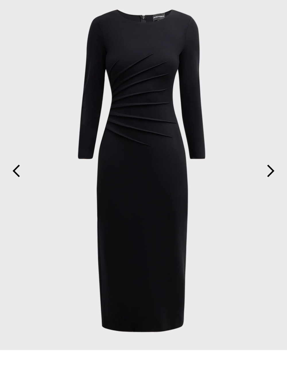 Emporio Armani Black Long-Sleeve Pleated Sheath Dress